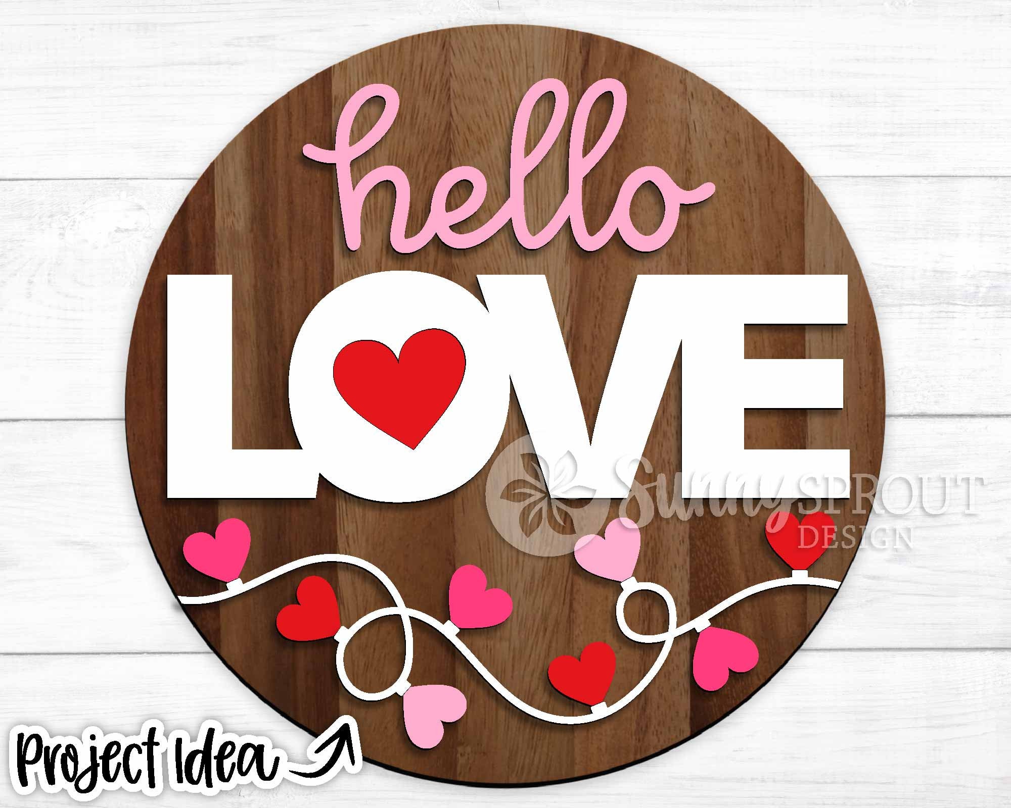 Hello Love String Light Digital Download Round Door Hanger Etsy