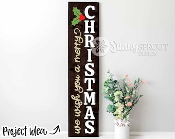 Wish You a Merry Christmas Porch Sign, Digital download, Cricut SVG cut file, Silhouette, Holiday door leaner design