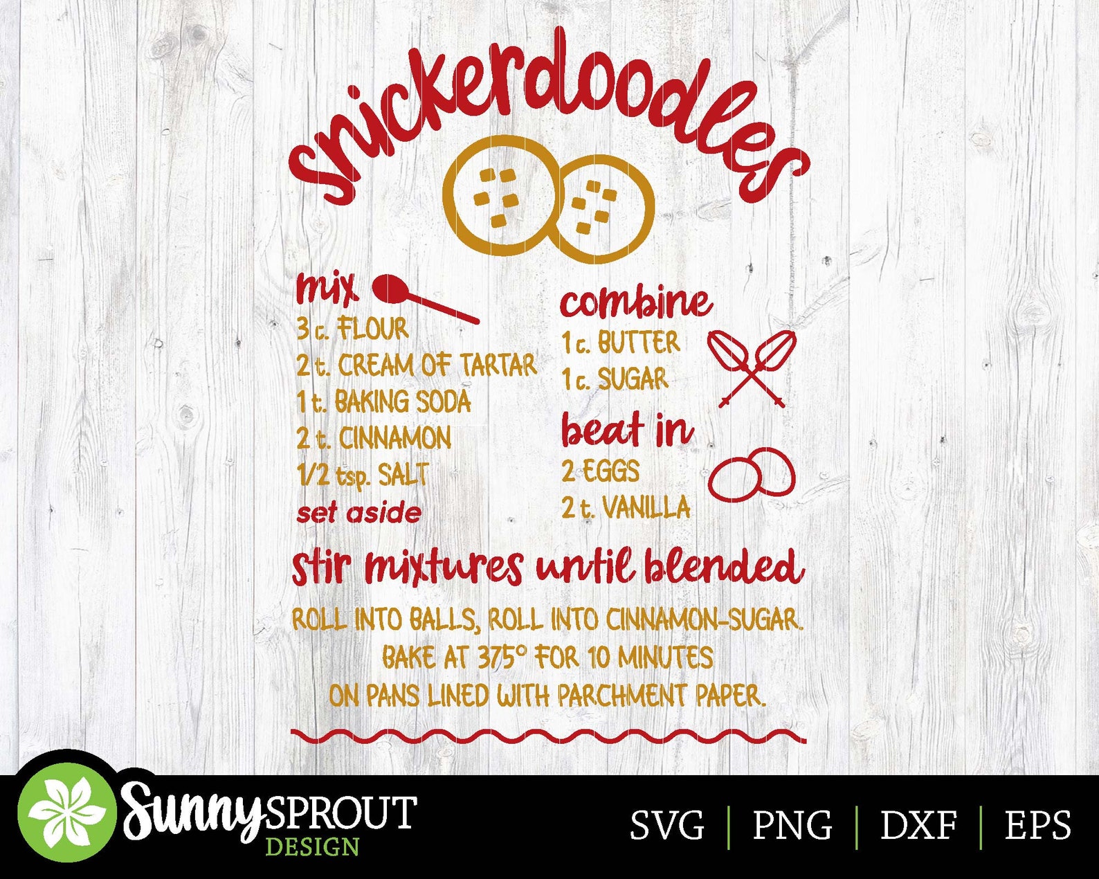 Snickerdoodle Cookie Recipe Digital Download Print File