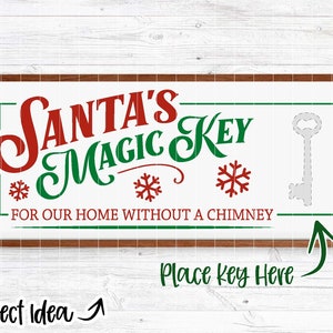 Letrero de llave mágica de Papá Noel; descarga digital / archivo de impresión, Cricut, archivo de corte de silueta / diseño de decoración de pared navideña / SVG, PNG, DXF, EPS