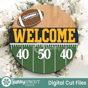 Welcome Football Field Sign, Digital Download, SVG Laser Cut File, Cricut, Door Hanger Design, Sports Decor