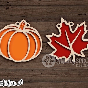 Guirlande de citrouilles et de feuilles, téléchargement numérique, fichier laser svg Glowforge, fichier de coupe Cricut, Silhouette, ornements d'automne pour arbre, décoration d'automne