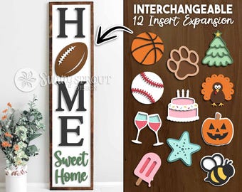 Home Sweet Home Interchangeable Graphics Porch Sign, Digital Download, SVG Laser Cut File, Cricut, Seasonal Design