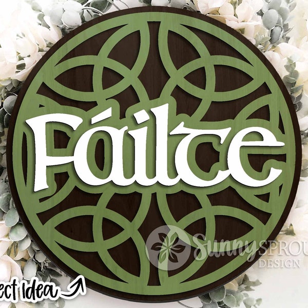 Fáilte Celtic Knot round svg, Digital download, St. Patrick's Day svg, Irish welcome svg, Glowforge, Cricut, Silhouette, Laser cut file