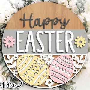 Placa com padrão de ovo de Páscoa, download digital, porta-guardanapo redondo svg, arquivo laser Glowforge, Cricut, placa de boas-vindas com ovo de Páscoa, decoração de primavera