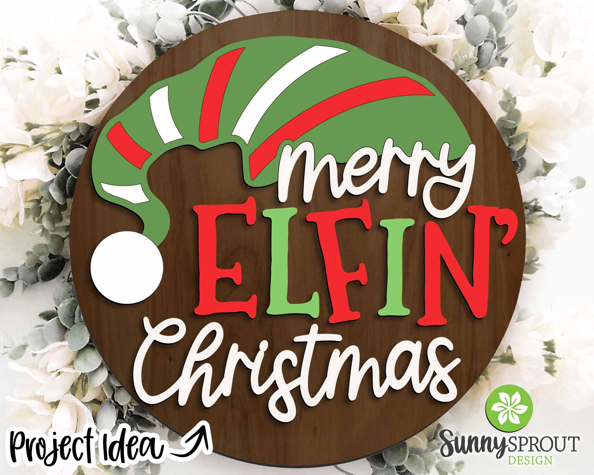 Christmas Laser Sign Bundle 5, Round Door Hanger, Glowforge Laser Cut ...