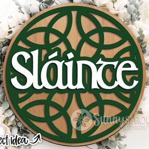 Sláinte Celtic Knot Sign, Digital download, Round door hanger svg, Glowforge laser file, Cricut, St. Patrick&#39;s Day svg, Irish welcome svg