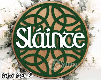 Sláinte Celtic Knot Sign, Digital download, Round door hanger svg, Glowforge laser file, Cricut, St. Patrick's Day svg, Irish welcome svg