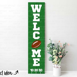 Welkomstbord voetbal veranda | Digitale download | Afdrukbestand, Cricut, silhouetgesneden bestand | Voordeurbordontwerp | Svg png dxf eps