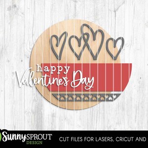 Happy Valentine's Day Heart Sign, Digital Download, SVG Laser Cut File, Cricut, Round Door Hanger Wall Art Design, Valentine's Day Decor image 3