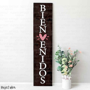 Cartello di benvenuto in formato SVG, download digitale, file di taglio SVG per Cricut, design del cartello verticale per porta d&#39;ingresso, appoggio per veranda in stile spagnolo