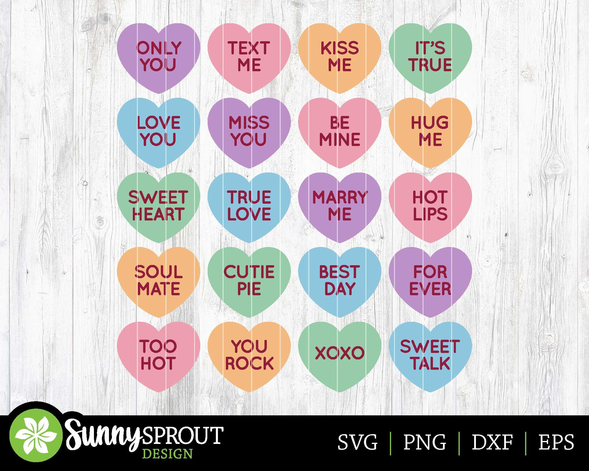 Conversation Hearts Candy SVG, Digital Download, Cricut Cut File ...