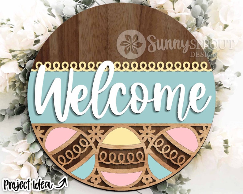 Welcome Easter Egg Pattern Sign, Digital Download, SVG Laser Cut File ...