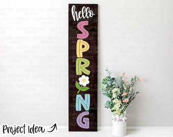 Hello Spring Flower SVG, Porch sign design, DIGITAL download, Cricut SVG cut file, Silhouette, Glowforge, Front door sign, Spring welcome