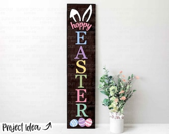 Hoppy Easter svg, Porch sign svg, Digital download, Spring welcome svg, Cricut cut file, Silhouette, Glowforge, Easter bunny sign design