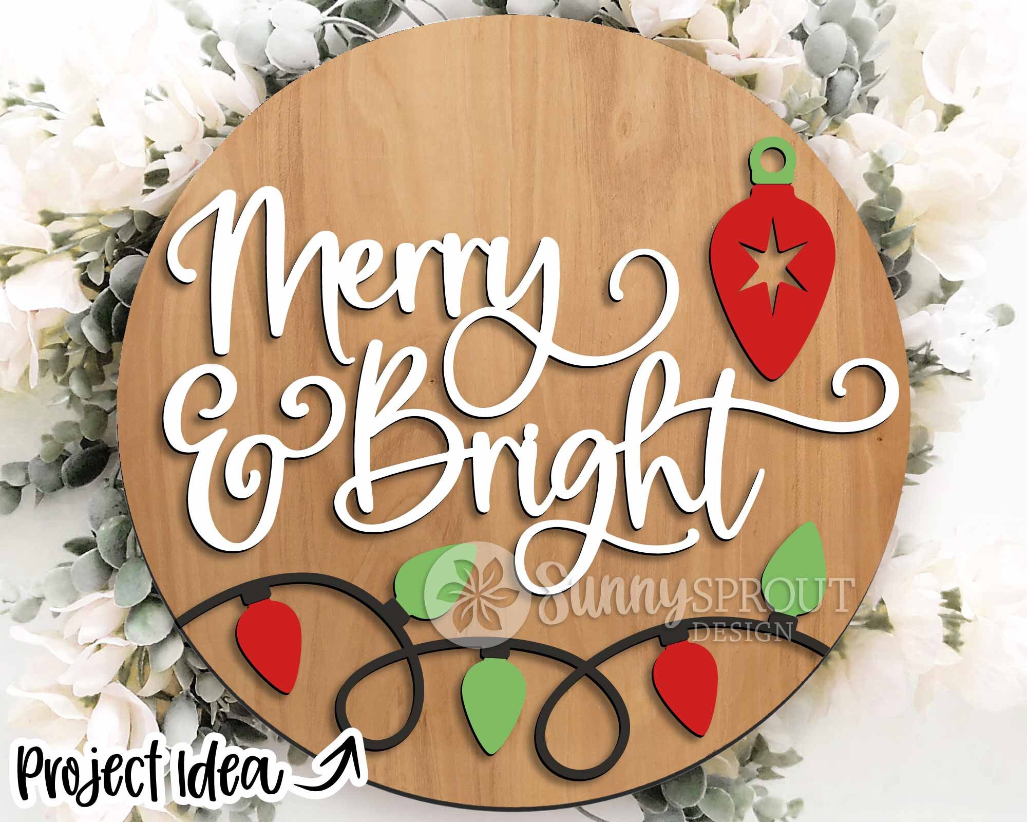 Christmas Laser Sign Bundle 4, Round Door Hanger, Glowforge Laser Cut ...