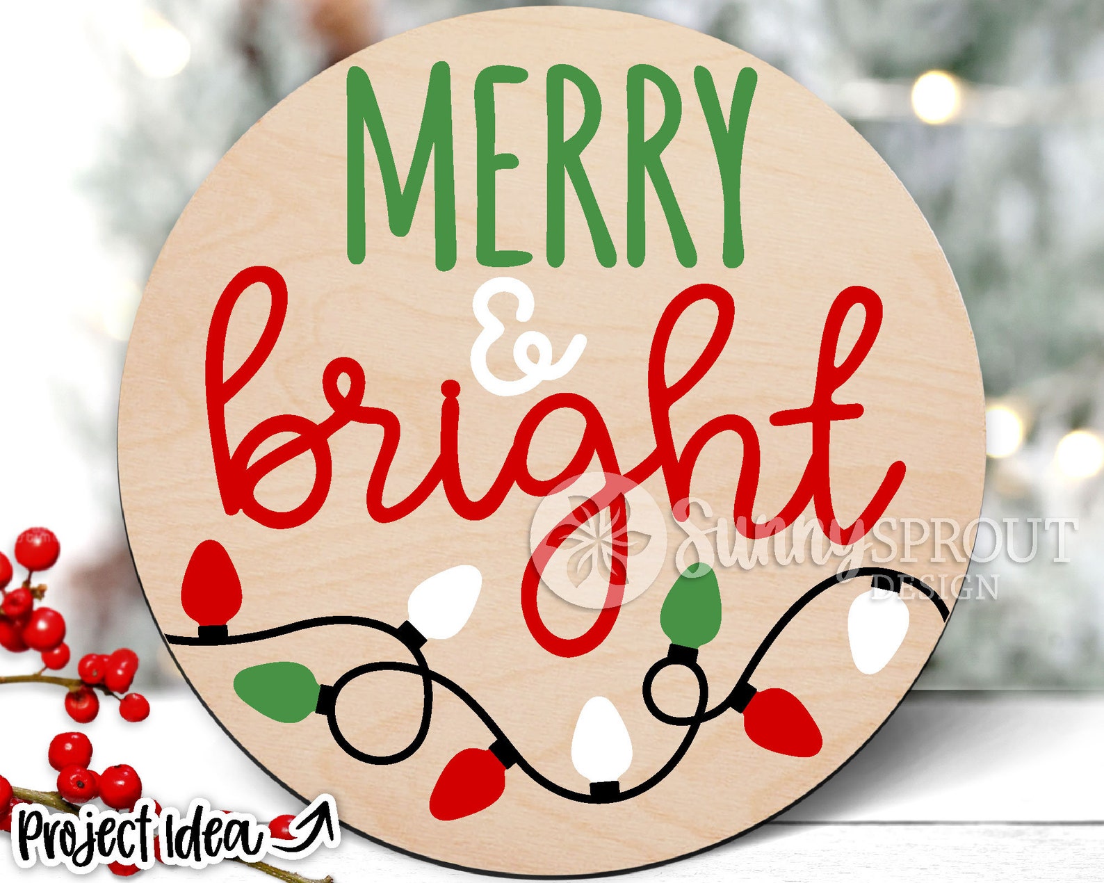 Merry & Bright String Lights DIGITAL Download Winter Round - Etsy