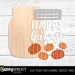 Fall Mason Jar Sign Bundle, Door Hanger Svg, Glowforge Laser Cut File ...