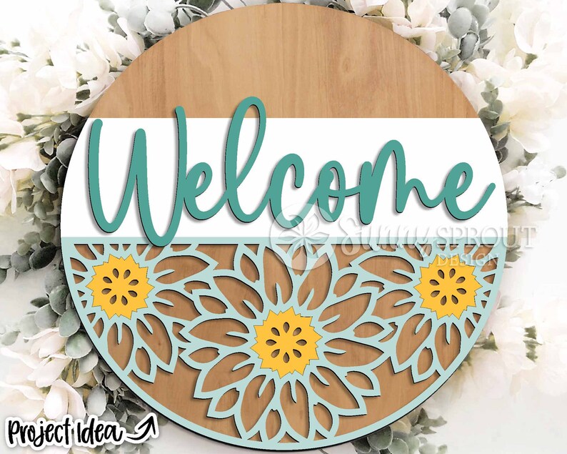 Welcome Sunflower Pattern Sign, Digital Download, SVG Laser Cut File ...