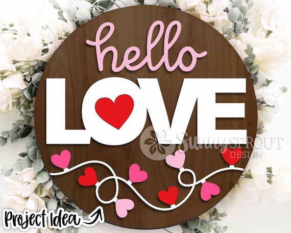 Hello Love Heart String Light Welcome Sign, Digital Download, SVG