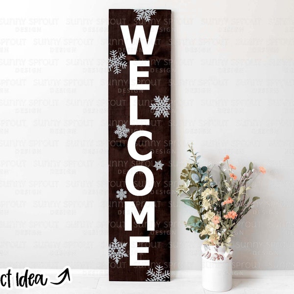 Welcome Snowflake Porch Sign Digital Download | Print File, Cricut, Silhouette Cut File | Winter Front Door Sign Design | svg png dxf eps