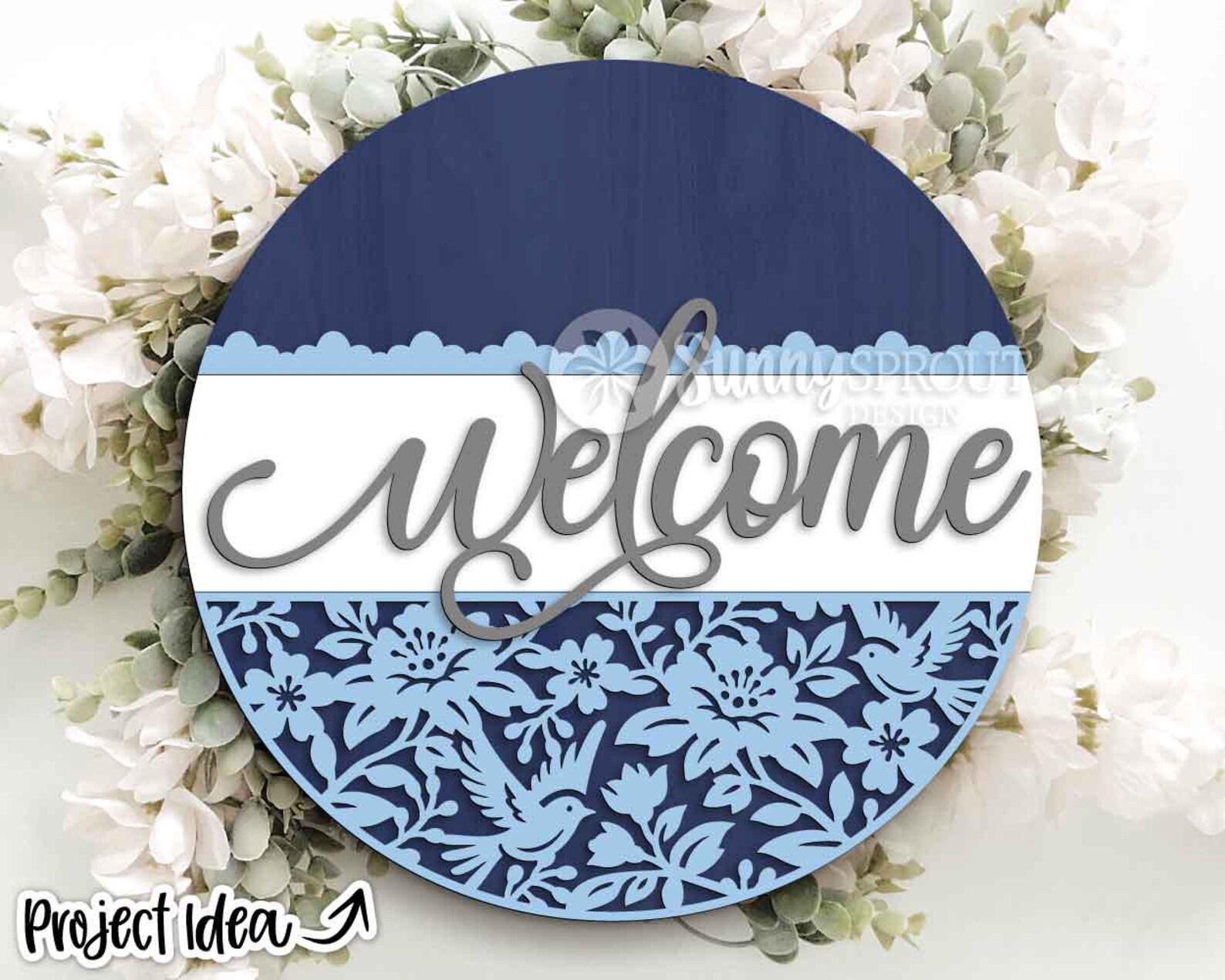 Welcome Chinoiserie Flower Pattern Sign, Digital Download, SVG Laser ...