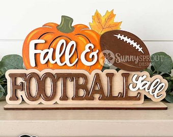 Fall & Football Y'all Standing Sign, Digital Download, SVG Laser Cut File, Cricut, Wood Shelf Sitter Design
