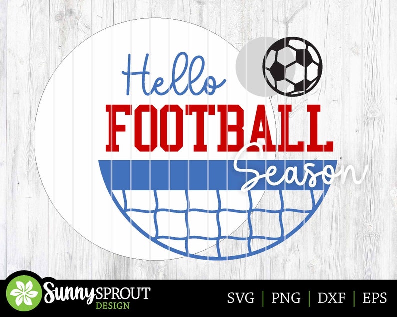 Hello Football Soccer Season Sign, Digital Download, SVG Laser Cut File, Cricut, Round Door Hanger Wall Art Design, Sports Decor image 5