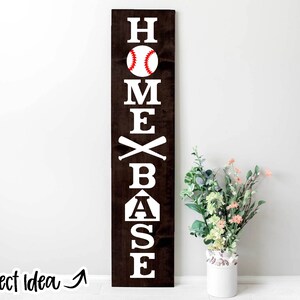 Home Base Baseball Porch Sign Digital Download | Print File, Cricut, Silhouette Cut File | Vertical Front Door Sign Design | svg png dxf eps