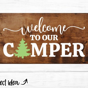 Welcome to Our Camper Digital Download | Print File, Cricut, Silhouette Cut File | Camping Door Sign Design | svg, png, jpg, dxf, eps