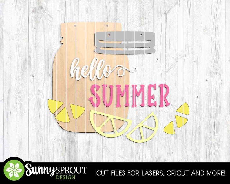 Summer Mason Jar Sign Bundle, Door Hanger SVG, Glowforge Laser Cut File ...