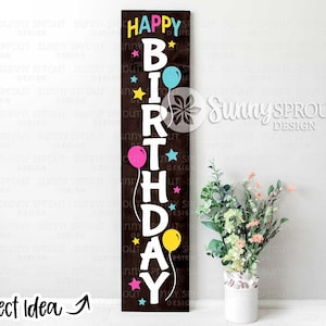 Happy Birthday Balloon Porch Sign, Digital download, Cricut SVG cut file, Silhouette, Porch leaner design, Welcome sign svg