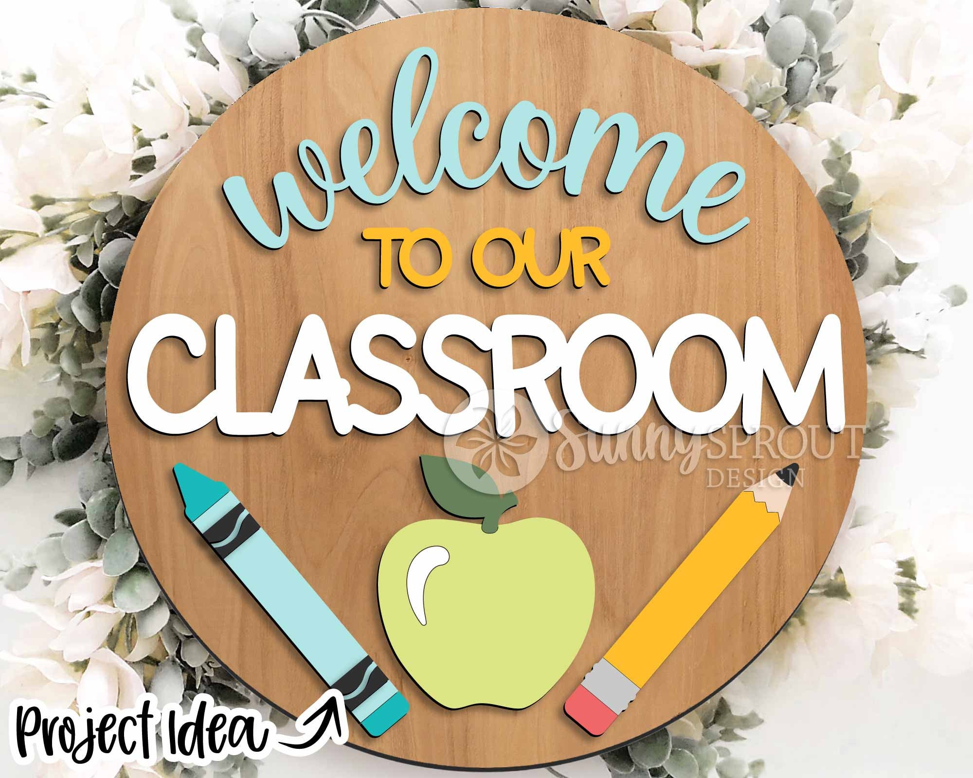 Vector Classroom Sign Classroom Sign Bundle, Round Door Hanger Svg, Glowforge Laser File ...