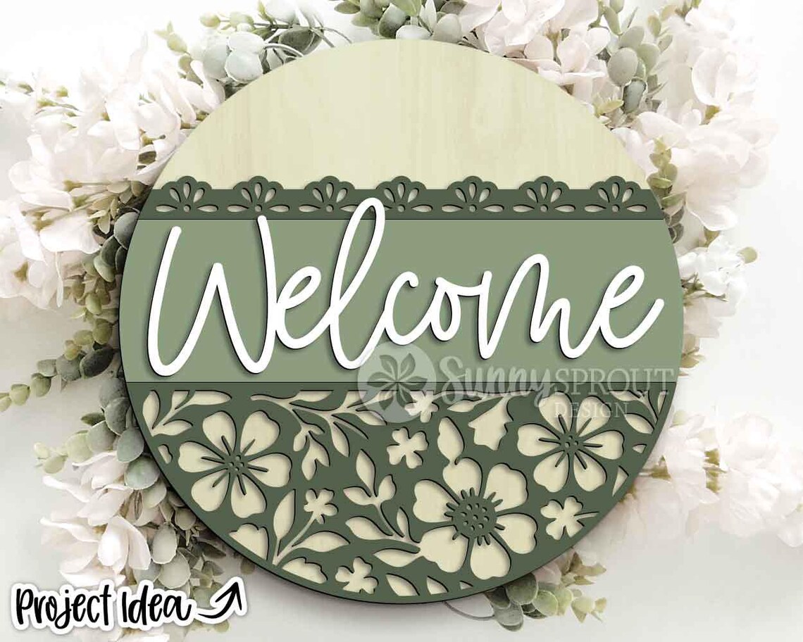 Welcome Floral Pattern Sign, Digital Download, SVG Laser Cut File ...