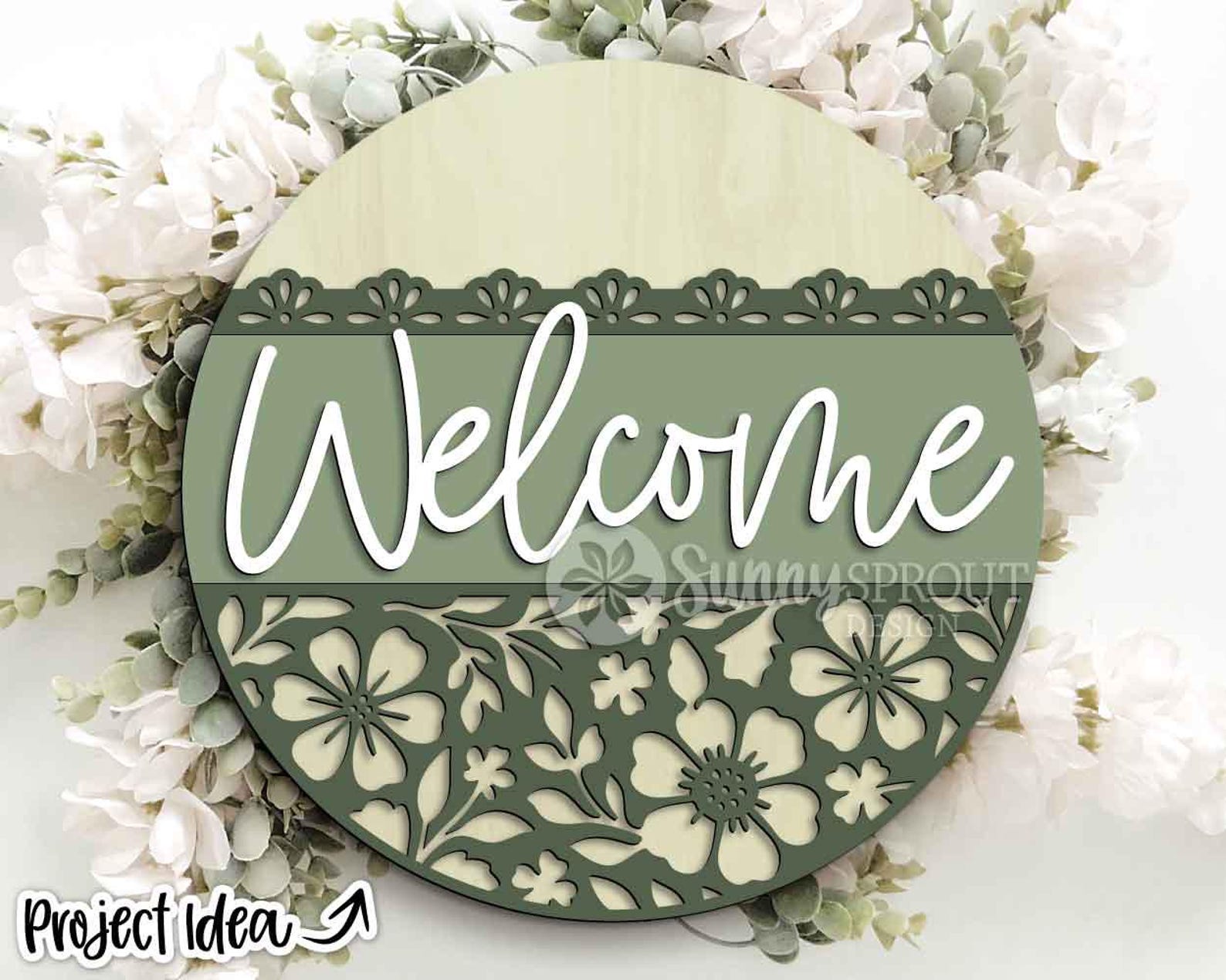 Welcome Pattern Welcome Floral Pattern Sign, Digital Download, SVG Laser Cut File ...