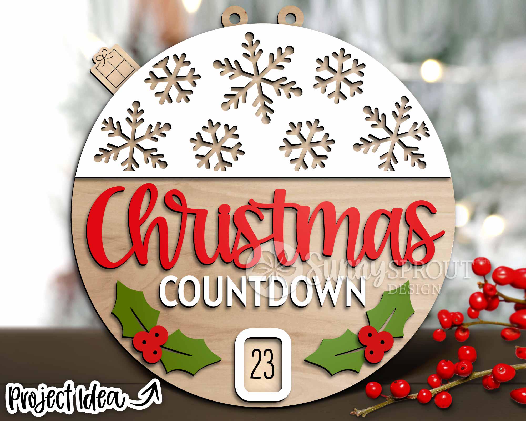 Christmas Snowflake Countdown Sign, Digital Download, SVG Laser