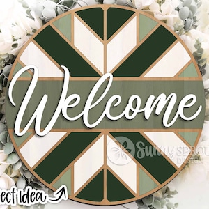 Geometric Welcome Sign, Digital Download, Round Door Hanger Svg ...