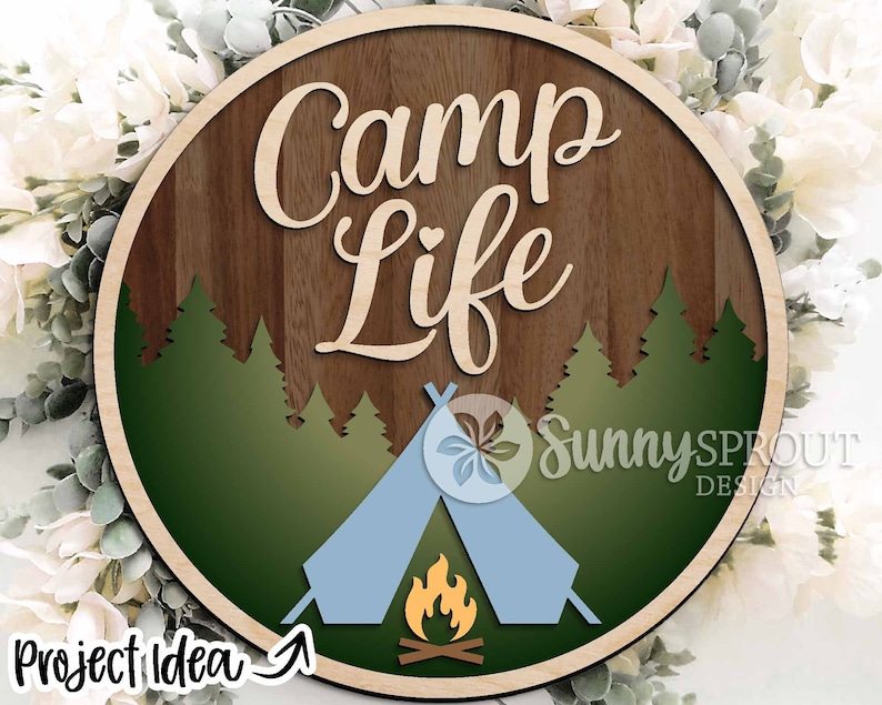 Camping Laser Sign Bundle Digital Download Round Door Hanger - Etsy