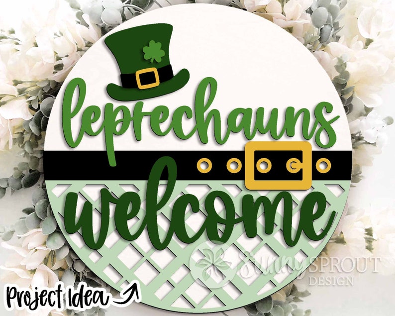 Leprechauns Welcome SVG Digital download Round door hanger image 2