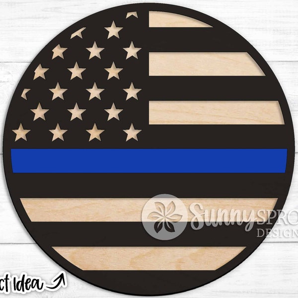 Police Firefighter Military Flag svg, Digital download, Round door hanger svg, Cricut, Silhouette, Glowforge laser file, Stars and stripes