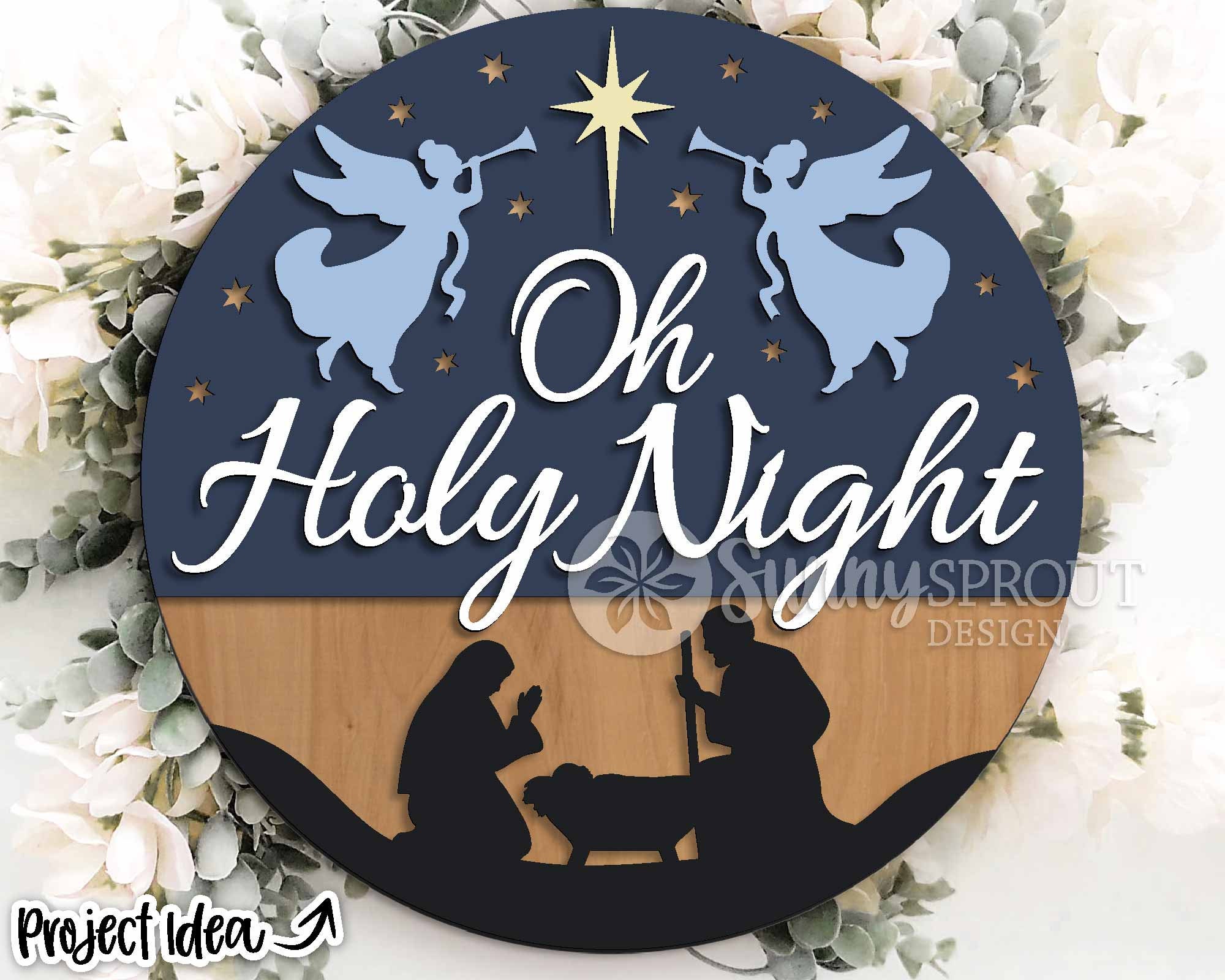  Oh Holy Night - Letras pequeñas en madera con diseño de huella  de madera para decoración de baño, estilo rústico, para bautizo, 29.9 x  29.9 in : Hogar y Cocina
