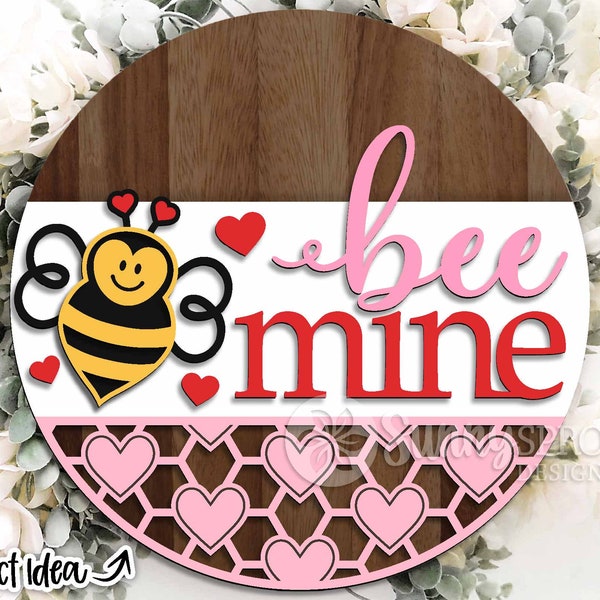 Bee Mine Honeycomb Sign, Digital download, Round door hanger svg, Glowforge laser cut file, Cricut, Silhouette png, Valentine welcome sign