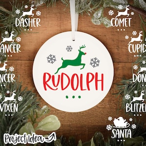Nomi delle renne di Babbo Natale in formato SVG, download digitale / file di stampa, file di taglio Cricut, Silhouette / design per ornamenti natalizi / svg, png, jpg, dxf, eps