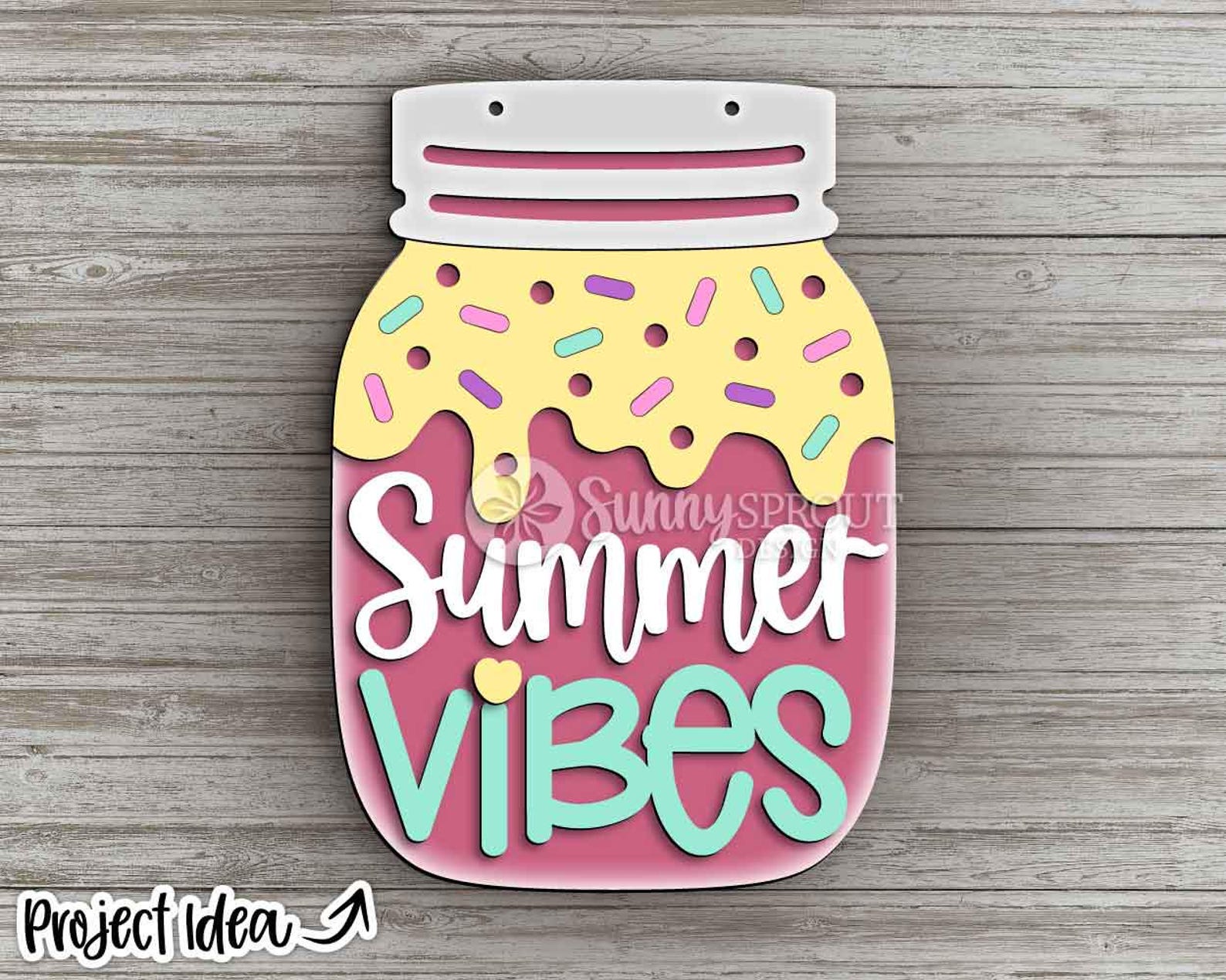 Summer Mason Jar Sign Bundle, Door Hanger SVG, Glowforge Laser Cut File ...