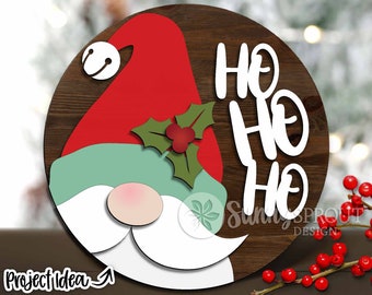 Ho Ho Ho Santa Face, DIGITAL Download, Round door hanger svg, Glowforge laser file, Cricut, Silhouette cut file, Christmas welcome sign