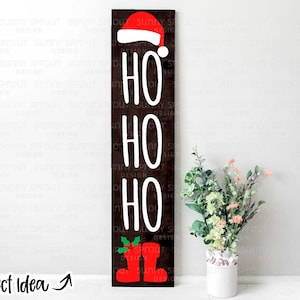 Letrero navideño para porche con gorro de Papá Noel, descarga digital, archivo de corte para Cricut, Silhouette, diseño para puerta.