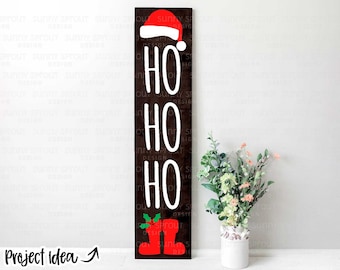 Ho Ho Ho Santa Hat Porch Sign, Digital download, Cricut cut file, Silhouette, Christmas door leaner design