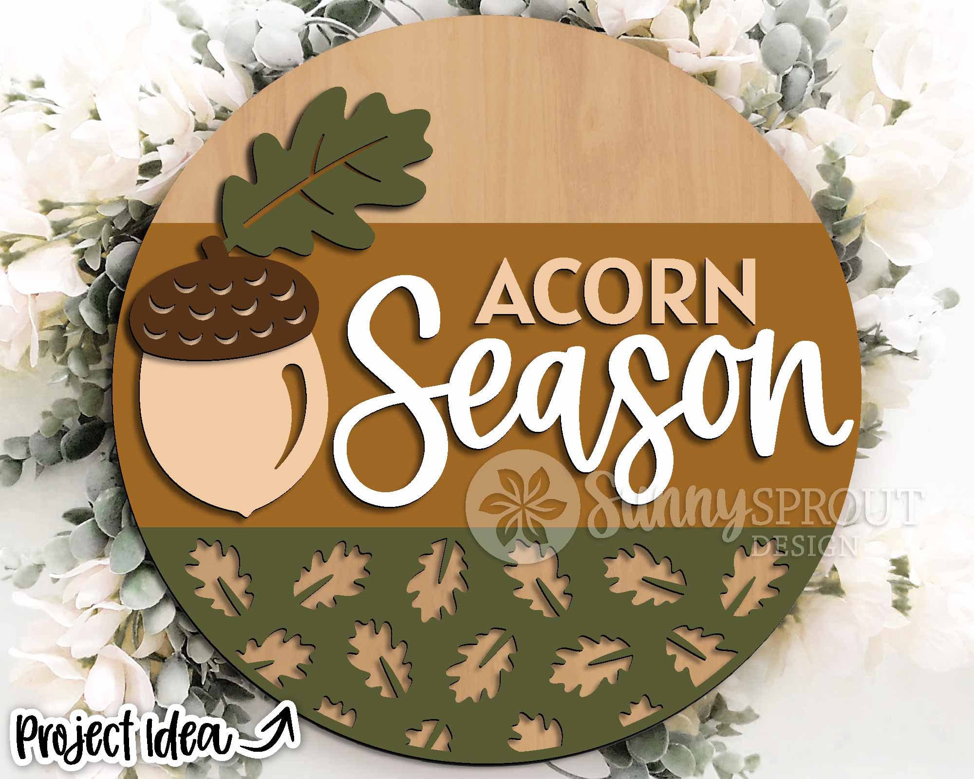 Acorn Season Oak Leaf Sign, Digital Download, SVG Laser Cut File ...