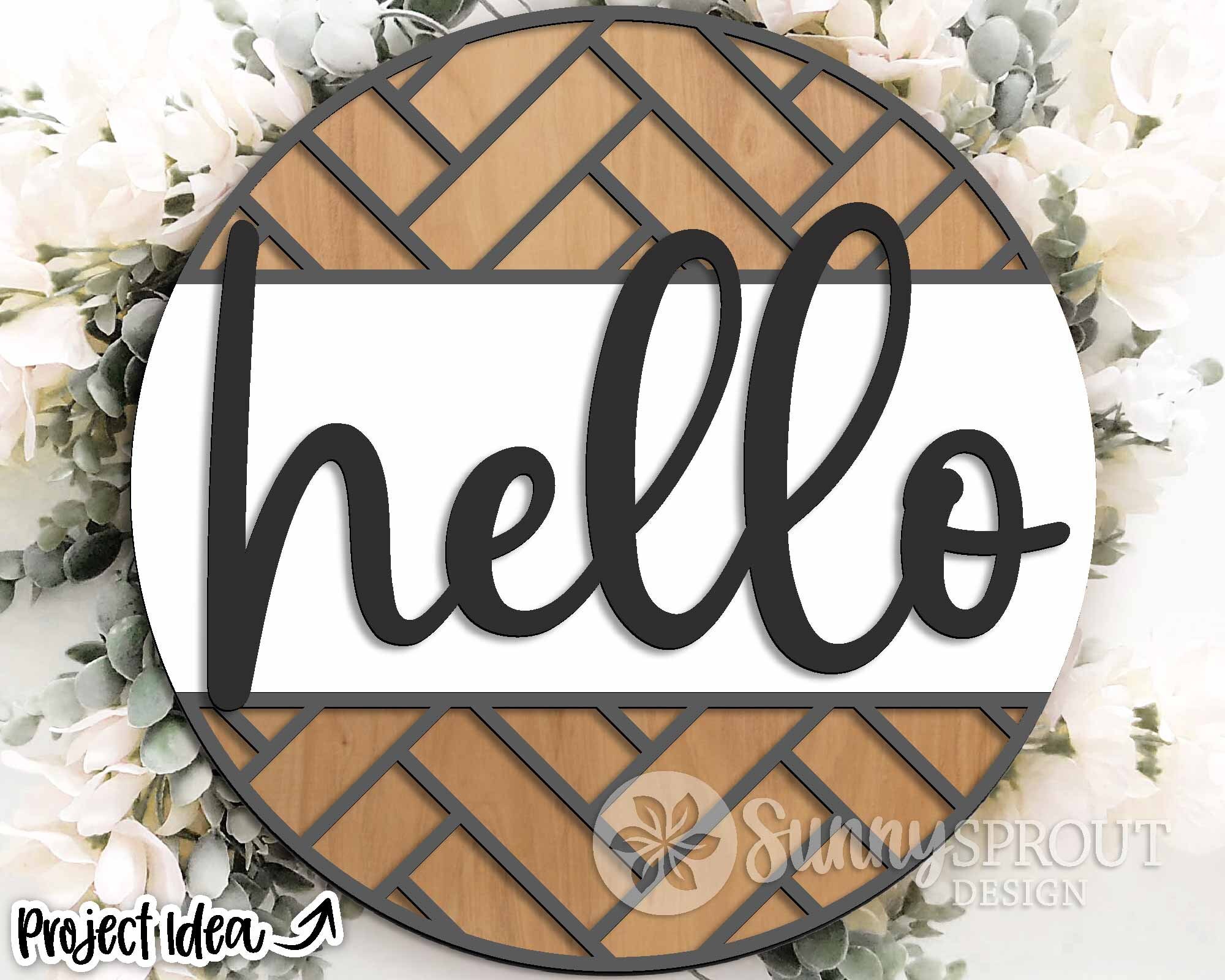 Hello Geometric Tile Welcome Sign, Digital Download, SVG Laser Cut File ...