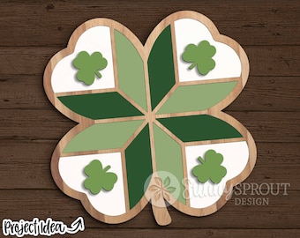 Barn Quilt Shamrock Sign, Digital Download, SVG Laser Cut File, Door Hanger Design, Farmhouse St. Patrick's Day Decor